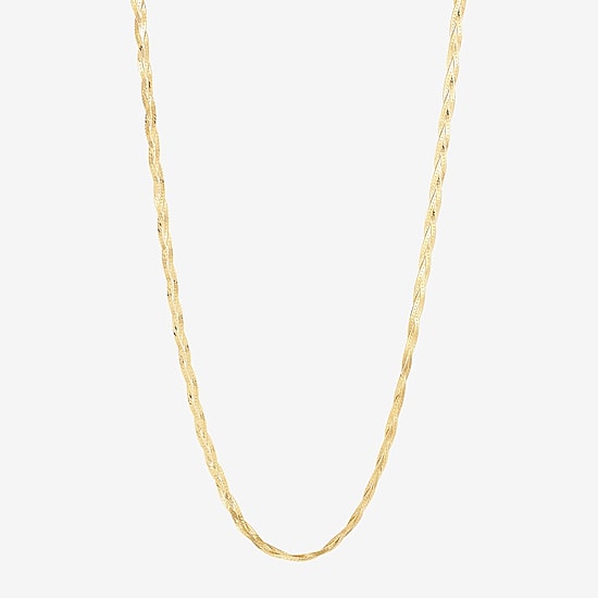 Womens 10K Gold 18 Inch Herringbone Chain Necklace