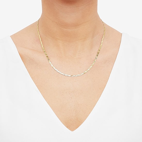 Womens 10K Gold 18 Inch Herringbone Chain Necklace