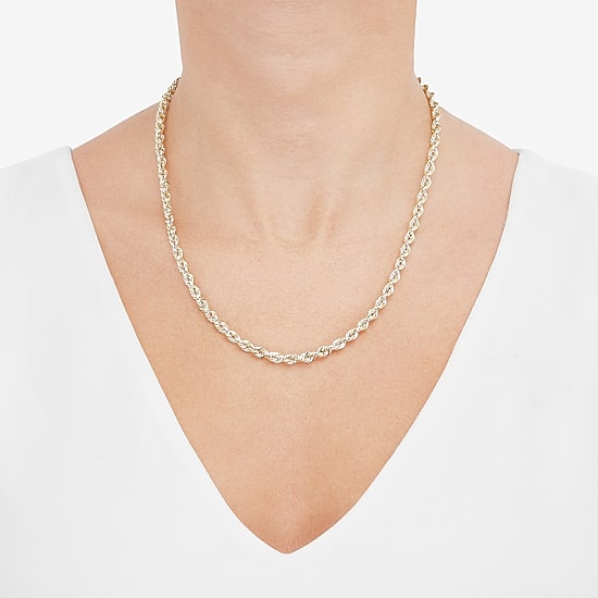 Unisex Adult 10K Gold 20 Inch Rope Chain Necklace