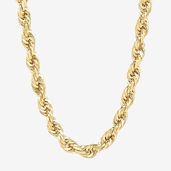 Mens 14K Gold 24 Inch Rope Chain Necklace