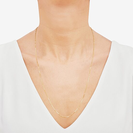 Womens 14K Gold 22 Inch Box Chain Necklace