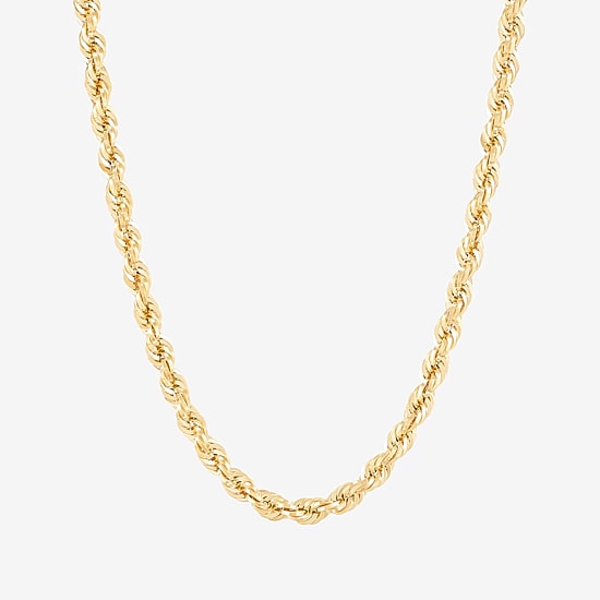 Mens 14K Gold 22 Inch Rope Chain Necklace