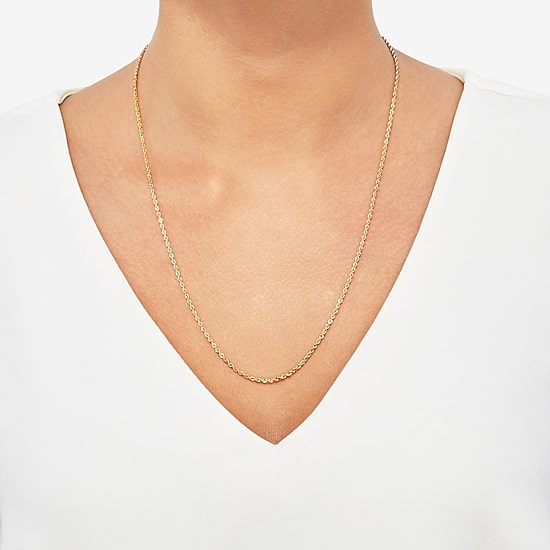 Womens 14K Gold 22 Inch Rope Chain Necklace