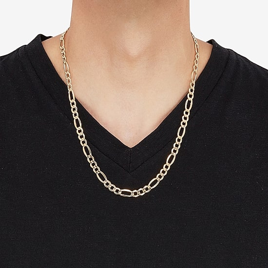 Mens 14K Gold 22 Inch Figaro Chain Necklace