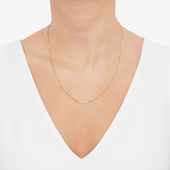 Womens 14K Gold 20 Inch Box Chain Necklace