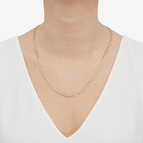 Unisex Adult 14K Gold 22 Inch Curb Chain Necklace