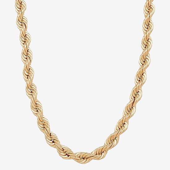 Mens 10K Gold 24 Inch Rope Chain Necklace