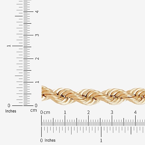 Mens 10K Gold 24 Inch Rope Chain Necklace
