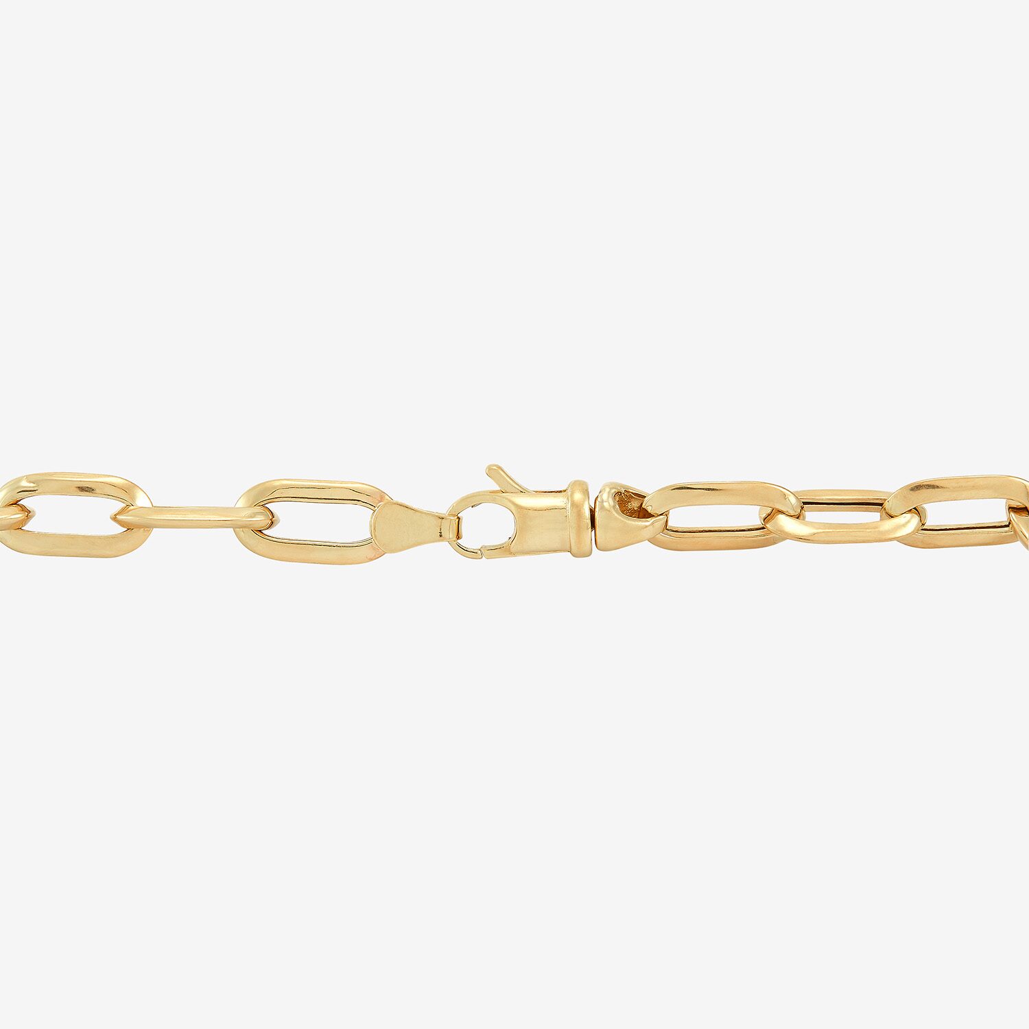 Womens 10K Gold 7 3/4 Inch Hollow Paperclip Chain Bracelet