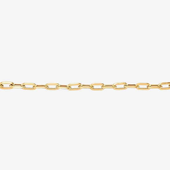 Womens 10K Gold 7 3/4 Inch Hollow Paperclip Chain Bracelet