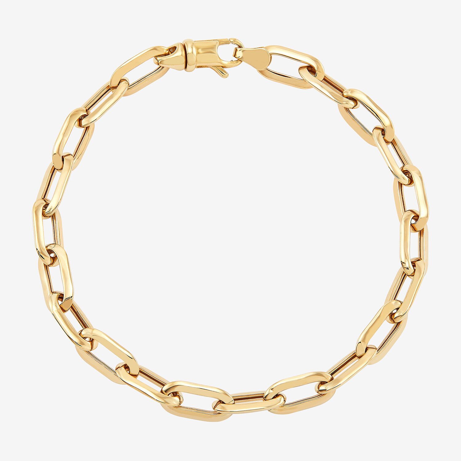 Womens 10K Gold 7 3/4 Inch Hollow Paperclip Chain Bracelet