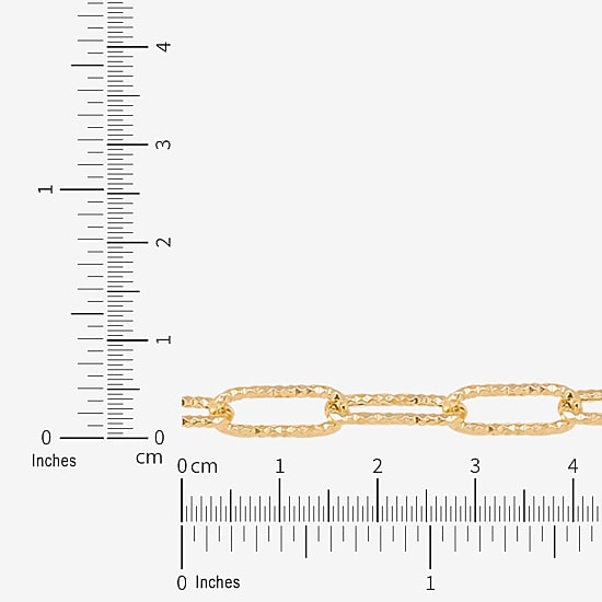 Womens 14K Gold 8 Inch Hollow Paperclip Chain Bracelet