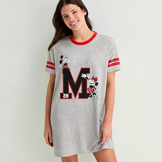 Disney Mjc With Sock Womens Short Sleeve Round Neck Mickey Mouse Nightgown