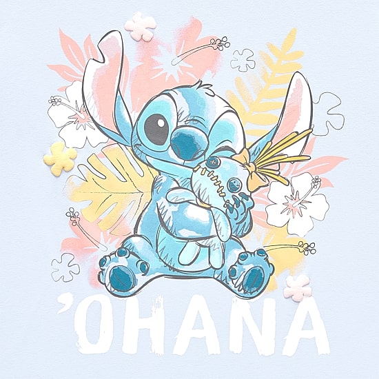 Stitch Boyfriend Tee Womens Juniors Crew Neck Short Sleeve Loose Fit Graphic T-Shirt