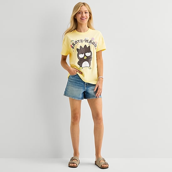 Badtz Maru Boyfriend Tee Womens Juniors Crew Neck Short Sleeve Loose Fit Graphic T-Shirt