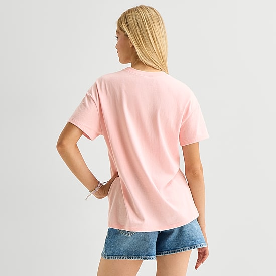 Womens Juniors Crew Neck Short Sleeve Loose Fit Tinker Bell Graphic T-Shirt
