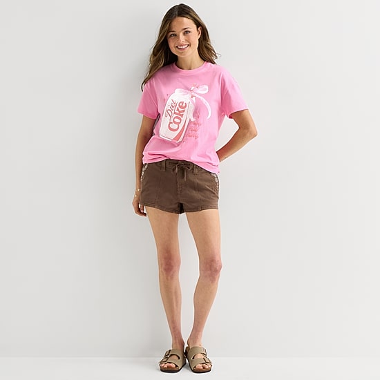 Diet Coke Boyfriend Tee Womens Juniors Crew Neck Short Sleeve Loose Fit Graphic T-Shirt