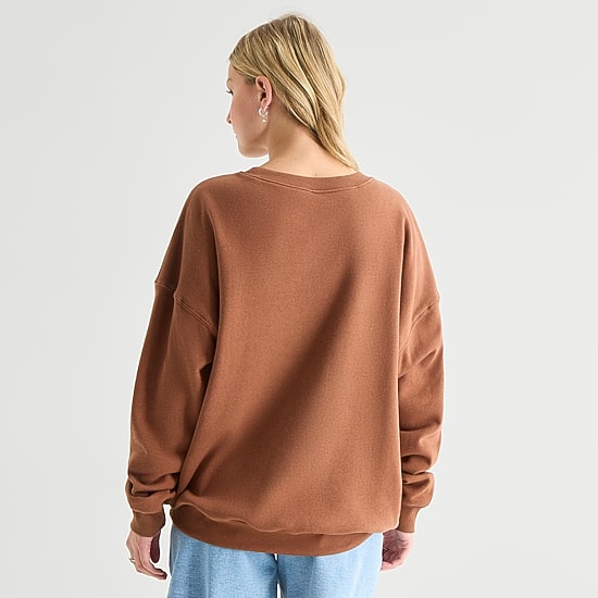 Pooh Crew Fleece Womens Juniors Crew Neck Long Sleeve Winnie The Pooh Sweatshirt
