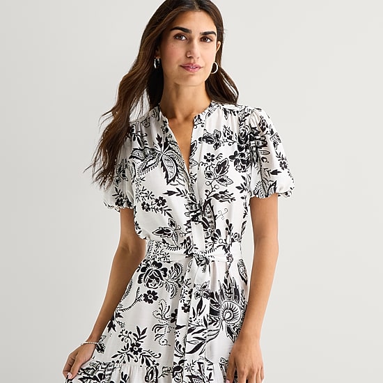 MSK Womens V Neck Short Sleeve Puffed Maxi Dress