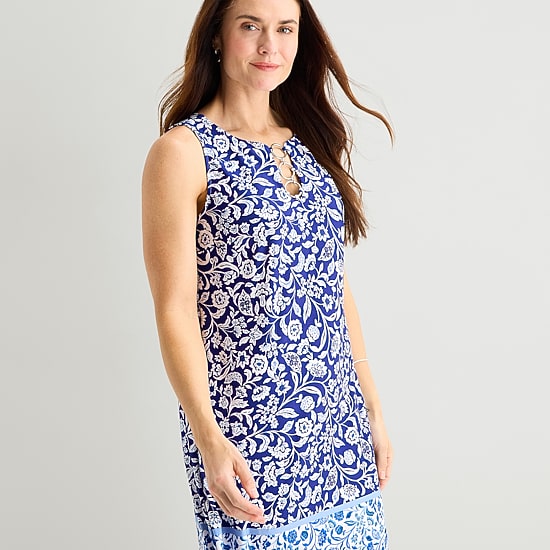 MSK Womens V Neck Sleeveless Paisley Shift Dress