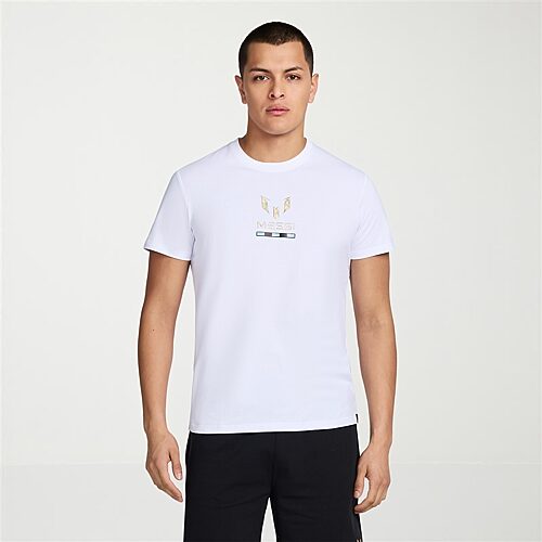 MESSI Collection Mens Round Neck Short Sleeve Regular Fit Graphic T-Shirt, Xx-large, White