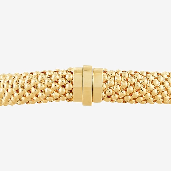 Womens 14K Gold 7.25 Inch Hollow Popcorn Chain Bracelet