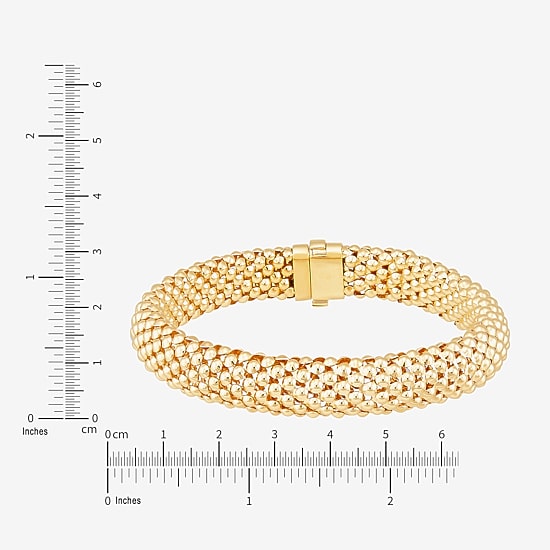 Womens 14K Gold 7.25 Inch Hollow Popcorn Chain Bracelet