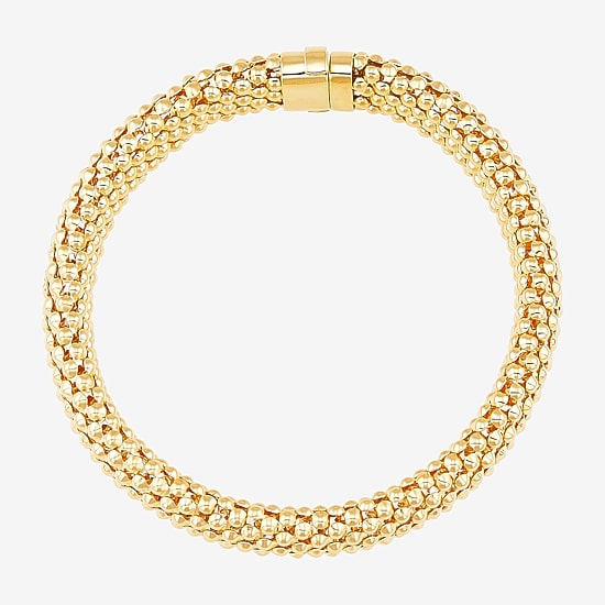 Womens 14K Gold 7.25 Inch Hollow Popcorn Chain Bracelet