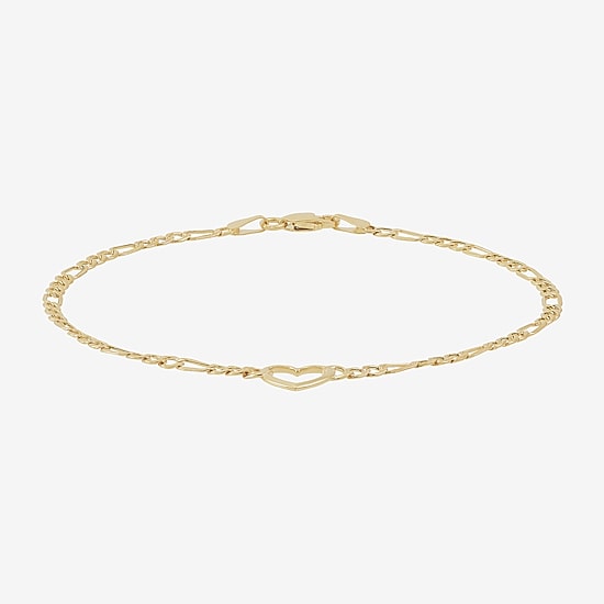 Womens 14K Gold Heart Charm Bracelet