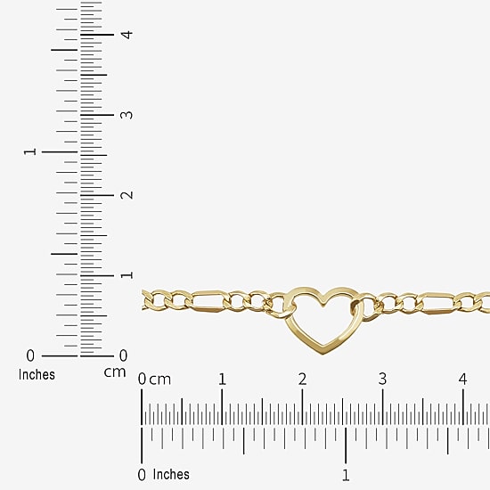 Womens 14K Gold Heart Charm Bracelet