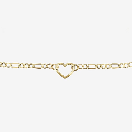 Womens 14K Gold Heart Charm Bracelet