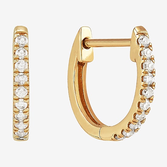 Girls 1/10 CT. T.W. Natural White Diamond 14K Gold 10.6mm Hoop Earrings