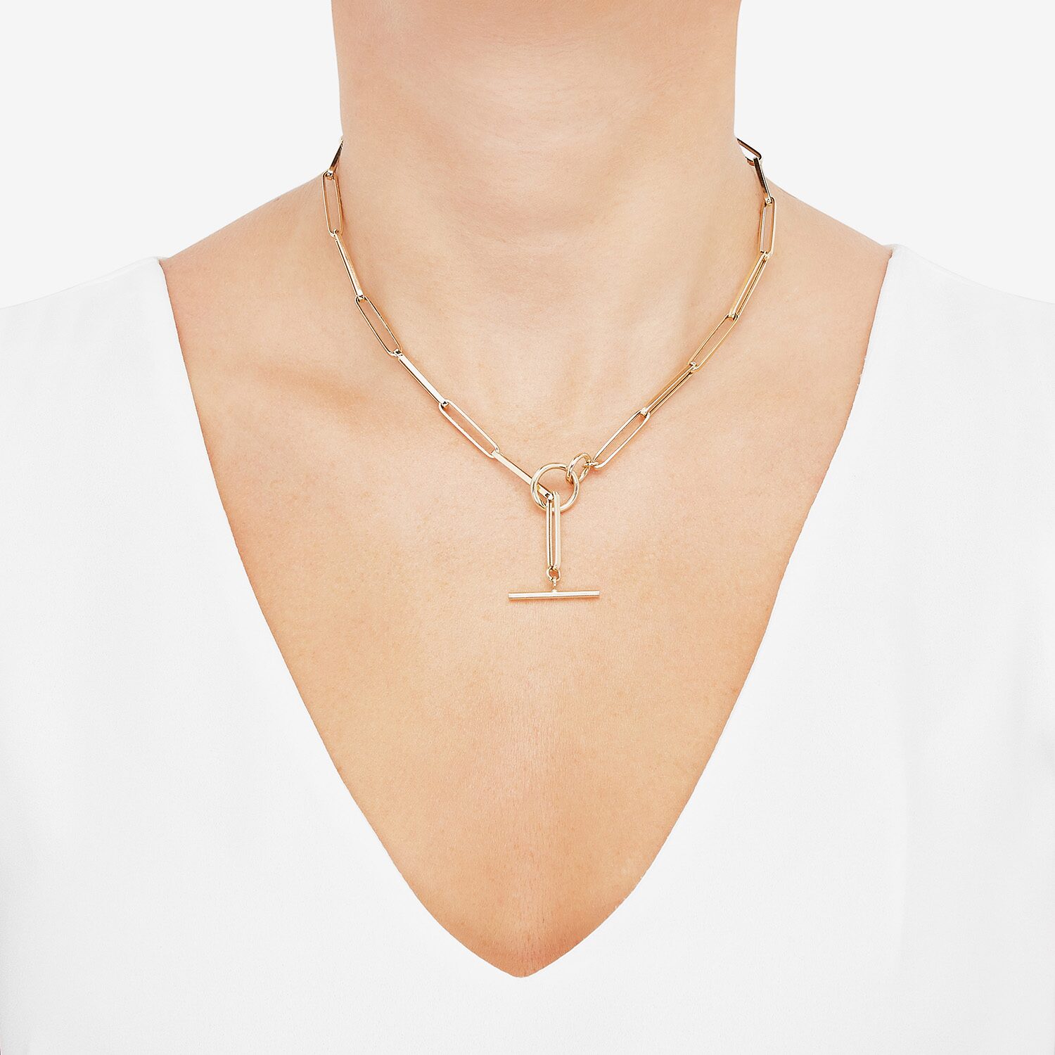 Unisex Adult 14K Gold 18 Inch Paperclip Chain Necklace