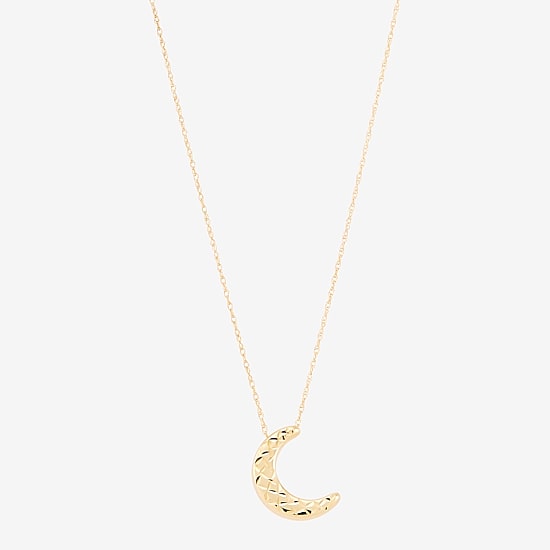Womens 10K Gold Moon 20 Inch Pendant Necklace