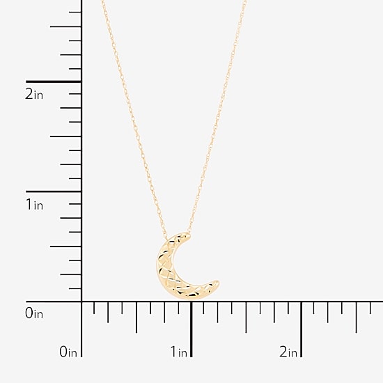 Womens 10K Gold Moon 20 Inch Pendant Necklace