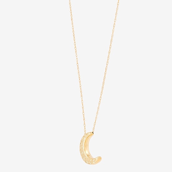 Womens 10K Gold Moon 20 Inch Pendant Necklace