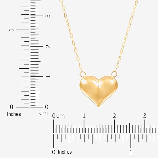 Womens 14K Gold Heart 17 Inch Pendant Necklace