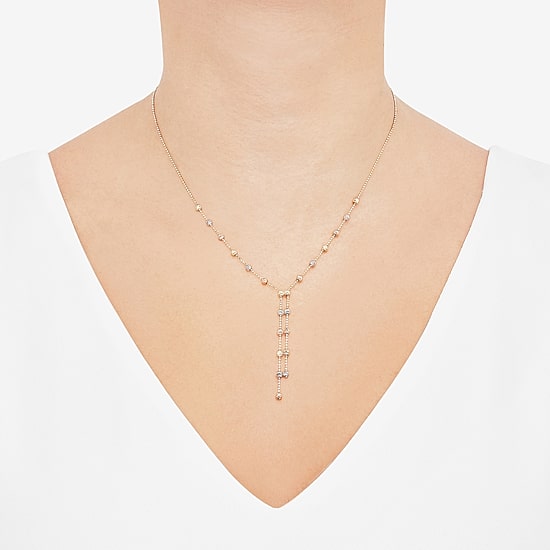 Womens 14K Gold 17 Inch Y Necklace