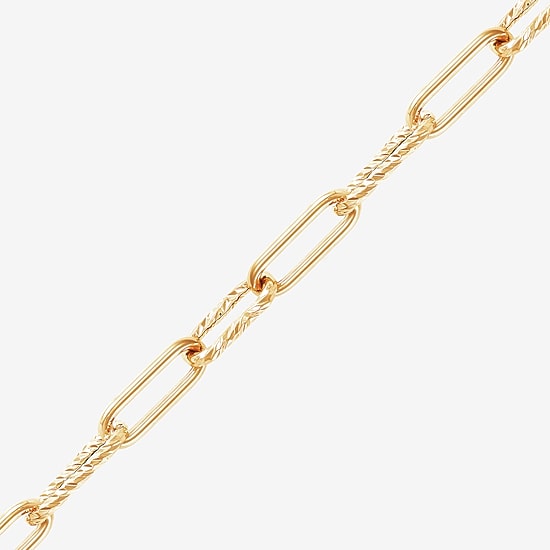 Womens 14K Gold 17 Inch Paperclip Chain Necklace