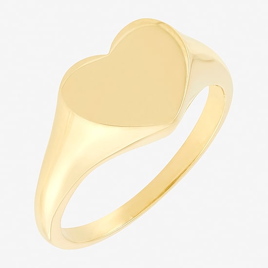 Womens 14K Gold Heart Signet Ring