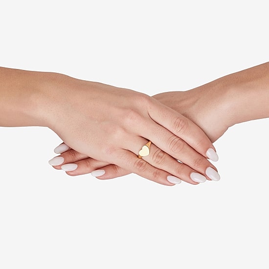 Womens 14K Gold Heart Signet Ring