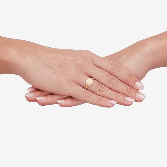 Womens 10K Gold Round Signet Ring