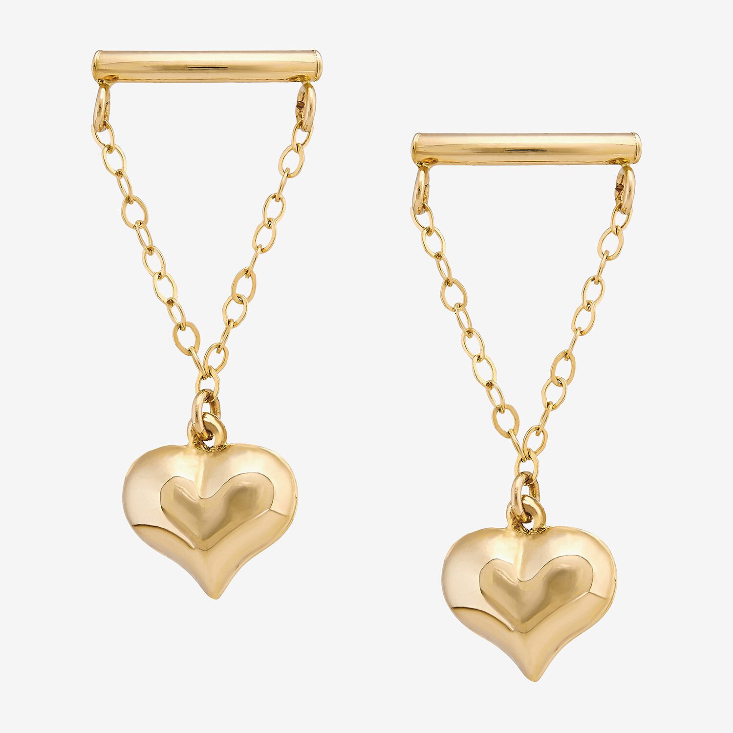 Womens 10K Gold Heart Drop Earrings