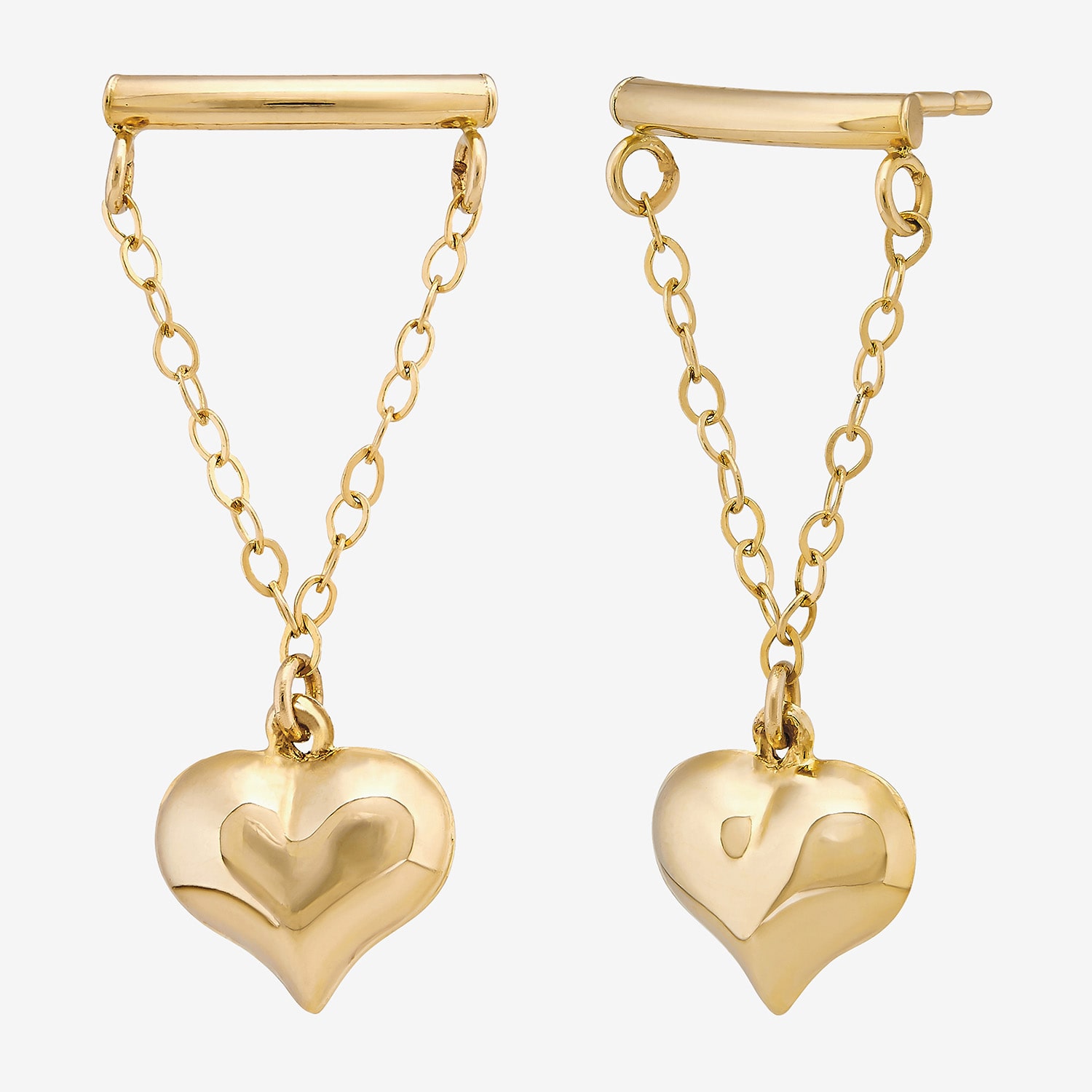 Womens 10K Gold Heart Drop Earrings