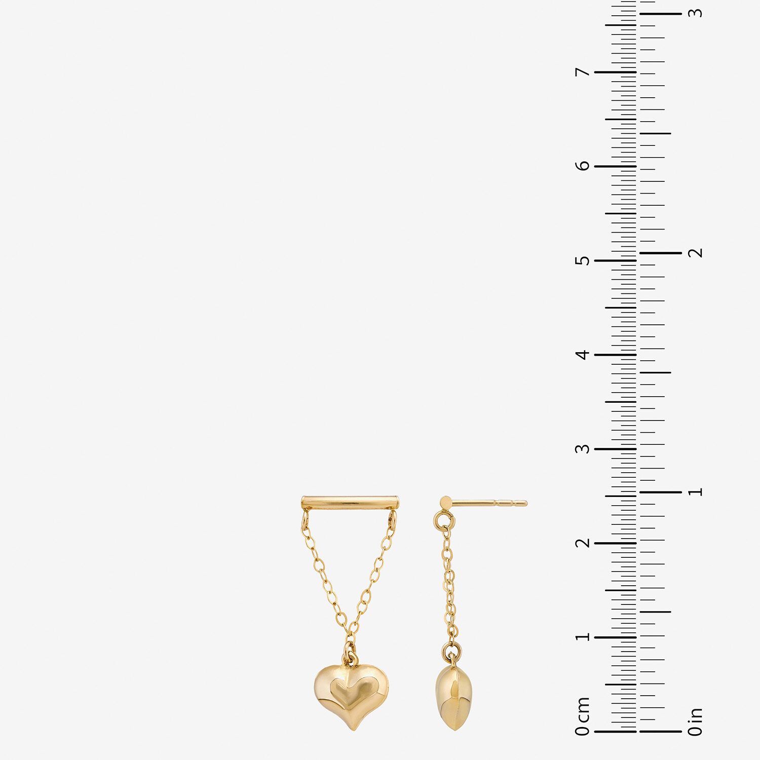 Womens 10K Gold Heart Drop Earrings
