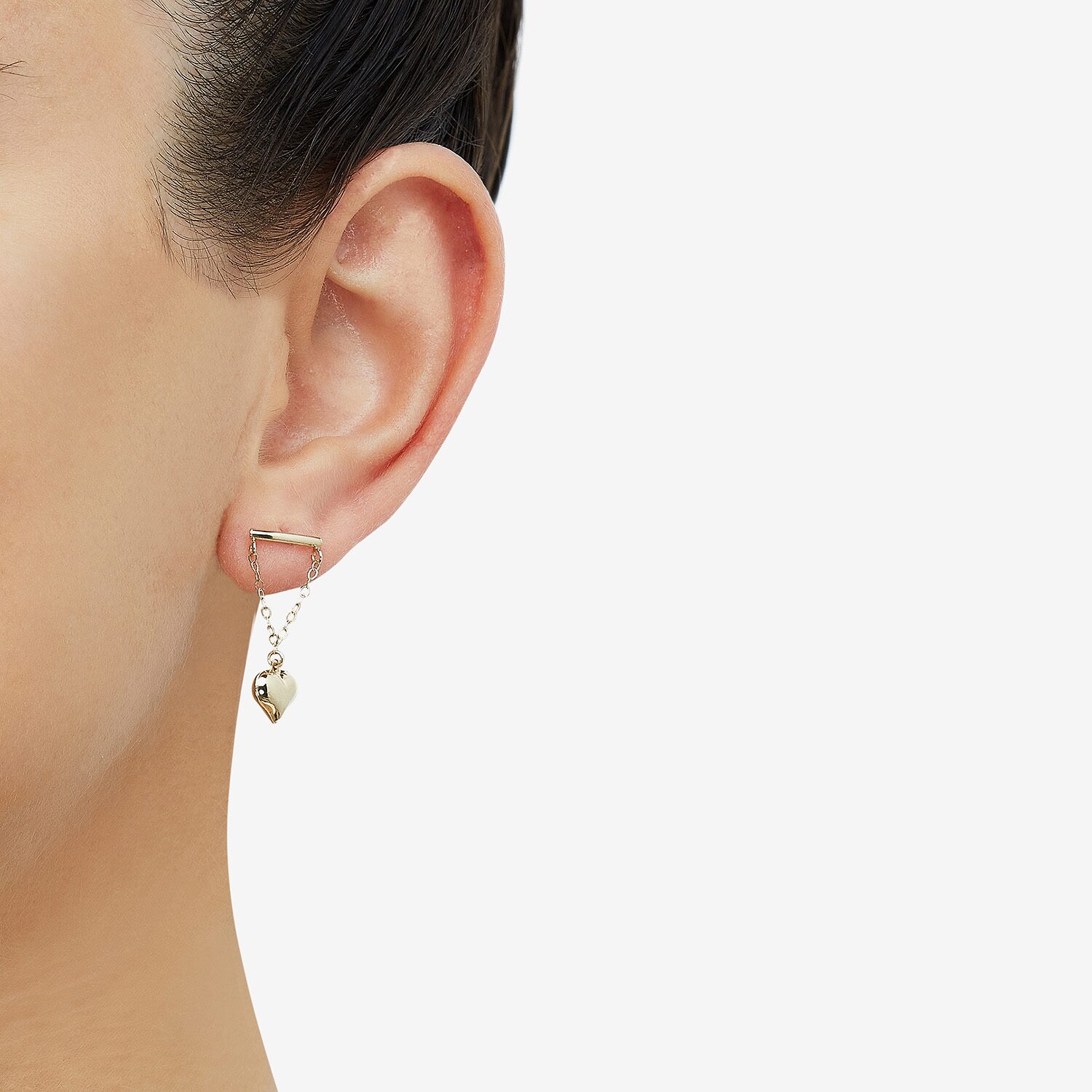 Womens 10K Gold Heart Drop Earrings