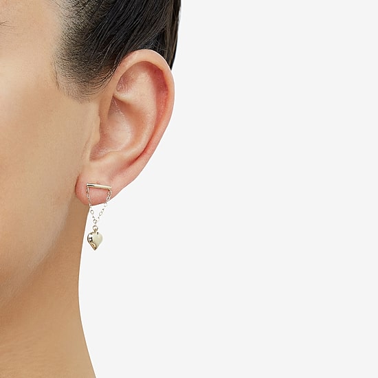 Womens 10K Gold Heart Drop Earrings