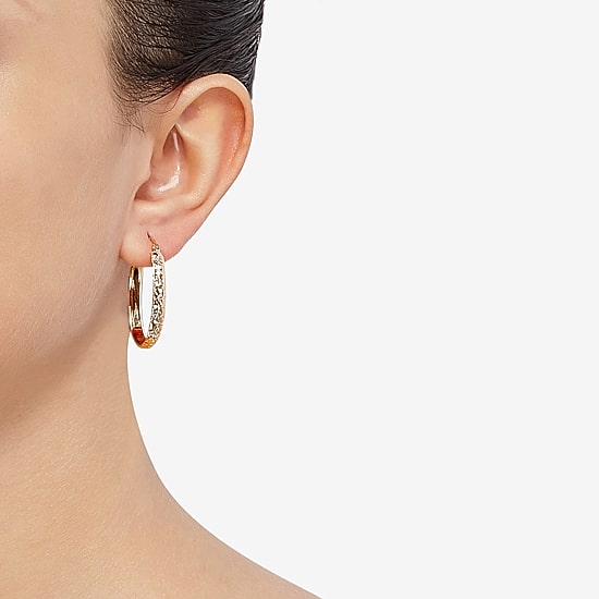 Womens 10K Gold 30mm Hoop Earrings