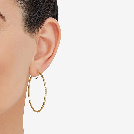 Womens 10K Gold 44mm Hoop Earrings
