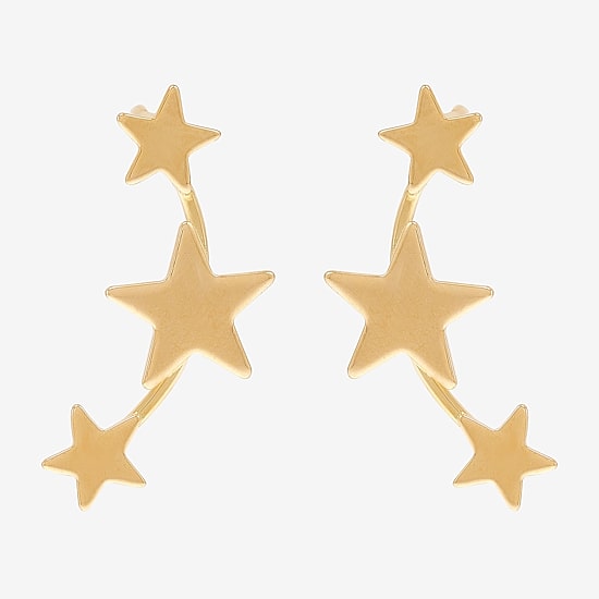 Womens 14K Gold Star Ear Climbers